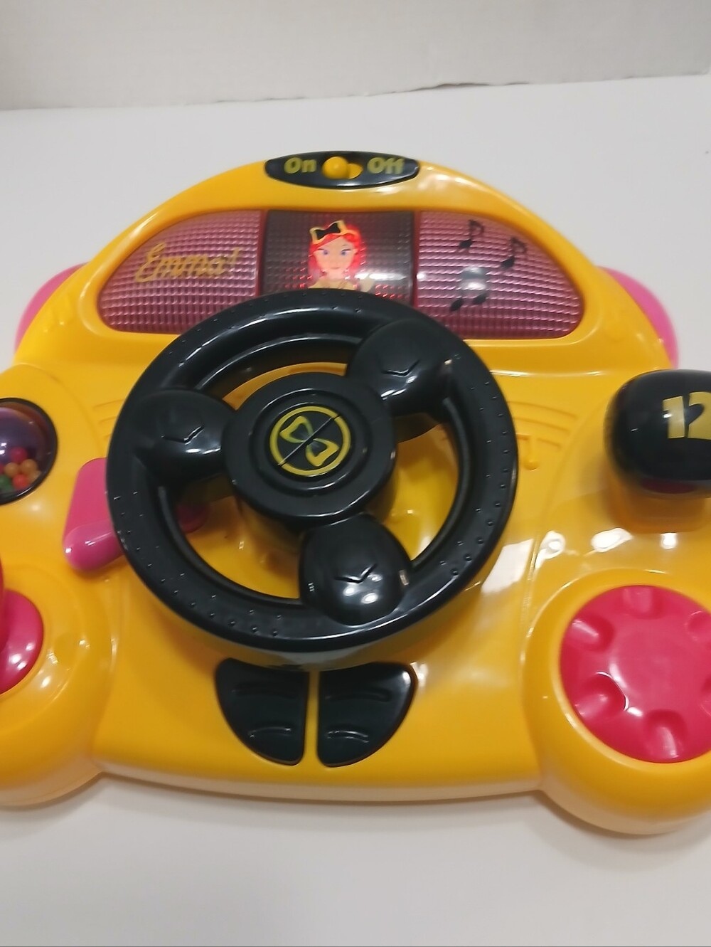The Wiggles Emma Steering Wheel Car Musical Interactive Toy Bowmobile WORKS!